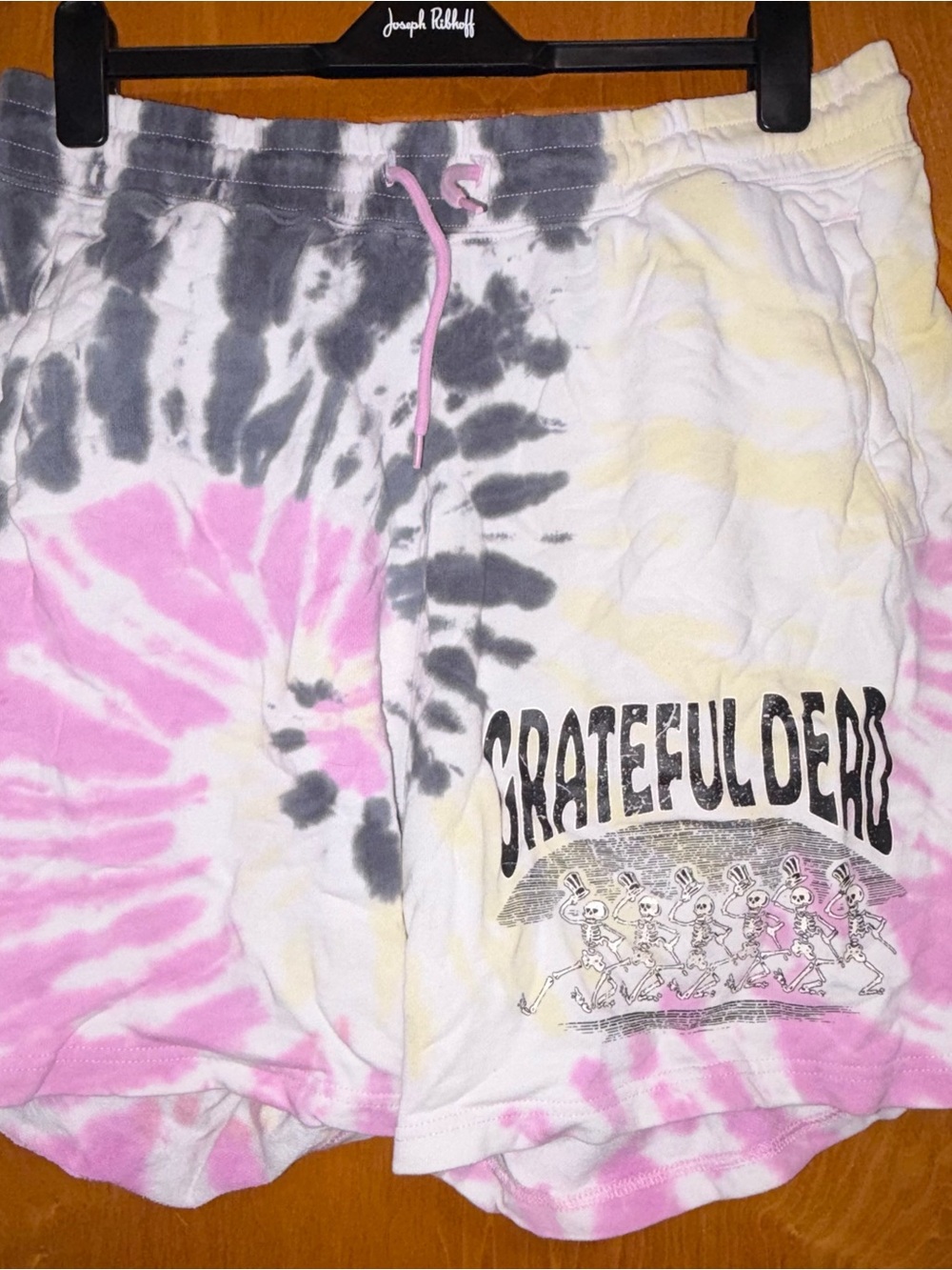 H&M Pink, Gray & White Tie-Dye Athletic Shorts with Graphic